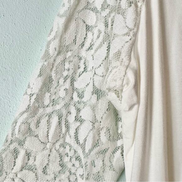 NWT Lane Brant 3/4 Lace Sleeve Top Size 18/20 Off-White White - Picture 4 of 5